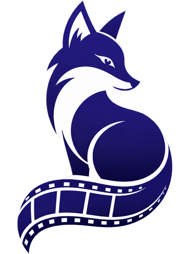 Indigo Fox fox and filmstrip emblem